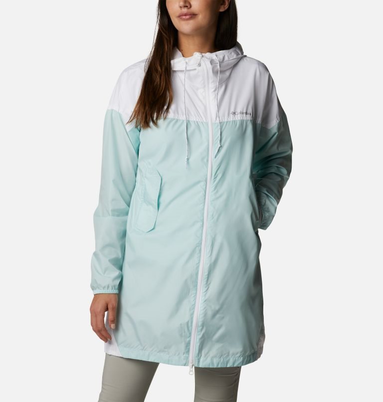 Jacheta Columbia Flash Challenger Long Windbreaker Dama Albi Turcoaz | PRQM17S09