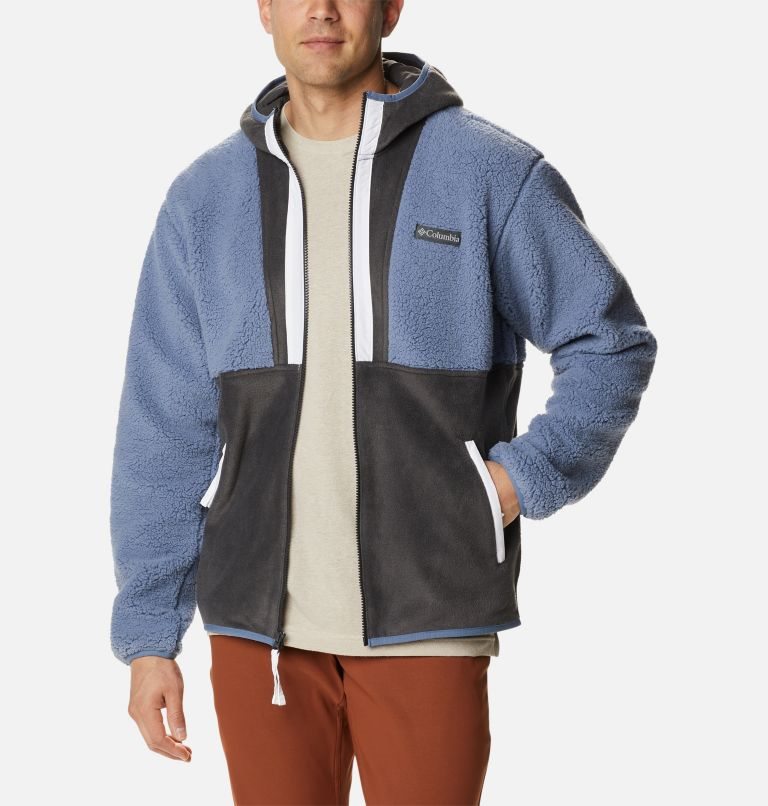 Jachete Din Lână Columbia Back Bowl Sherpa Full Zip Hoodie Barbati Albastri Negrii | NP179MS8Q