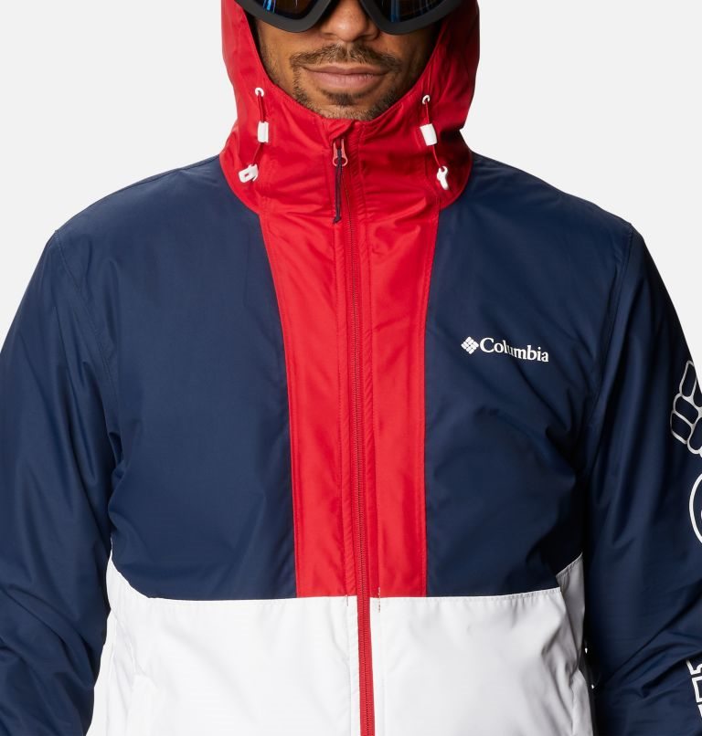 Jachete Izolate Columbia Timberturner Ski Barbati Bleumarin Albi Rosii | BR09A7ZM1