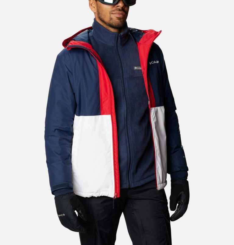 Jachete Izolate Columbia Timberturner Ski Barbati Bleumarin Albi Rosii | BR09A7ZM1