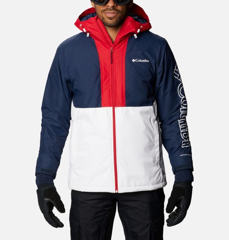 Jachete Izolate Columbia Timberturner Ski Barbati Bleumarin Albi Rosii | BR09A7ZM1