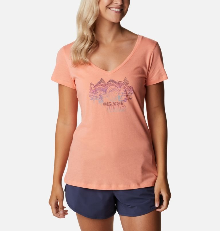 Tricouri Columbia Daisy Days II V-Neck Dama Corai | DES7Q8019