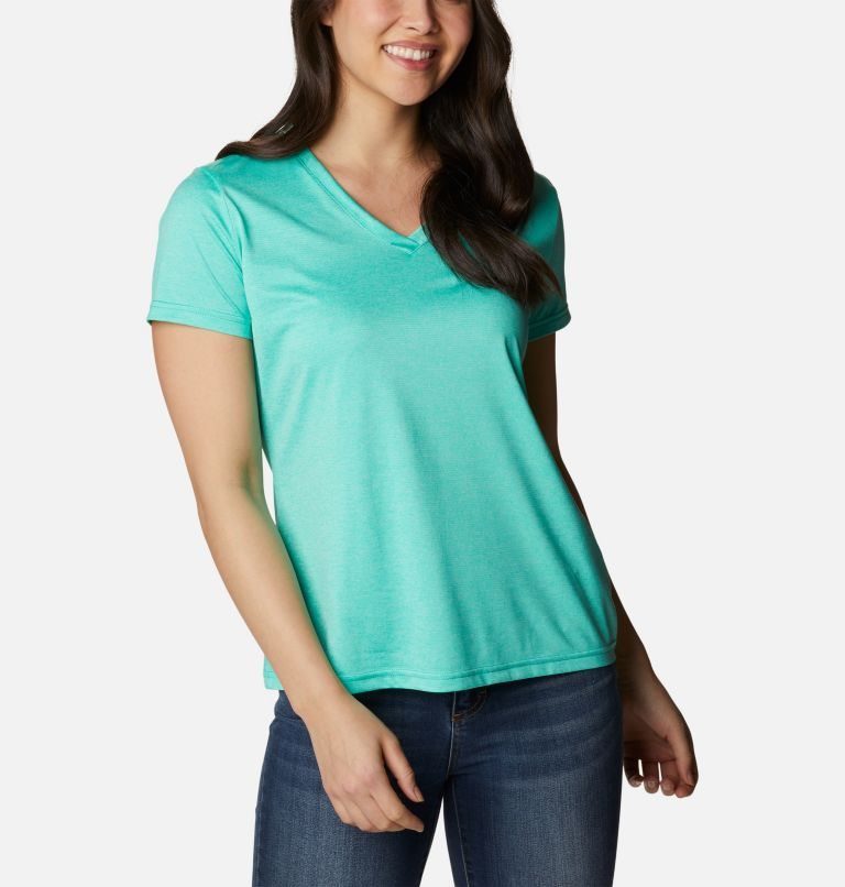 Tricouri Columbia Hike Scurte Sleeve V-Neck Dama Turcoaz | PB98SMA0Z