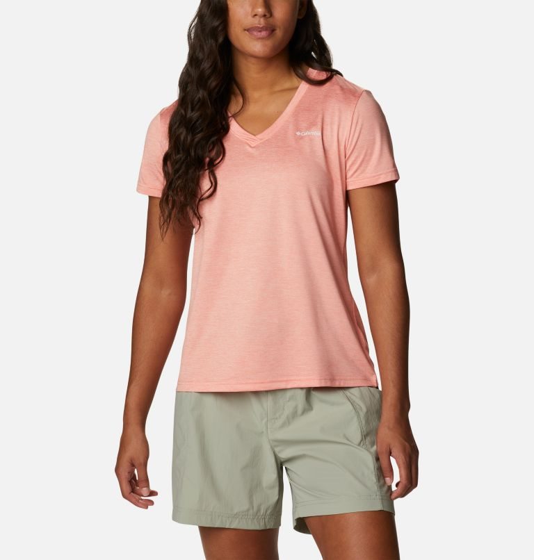 Tricouri Columbia Hike V-Neck Dama Corai | AFA0Q9S7Z