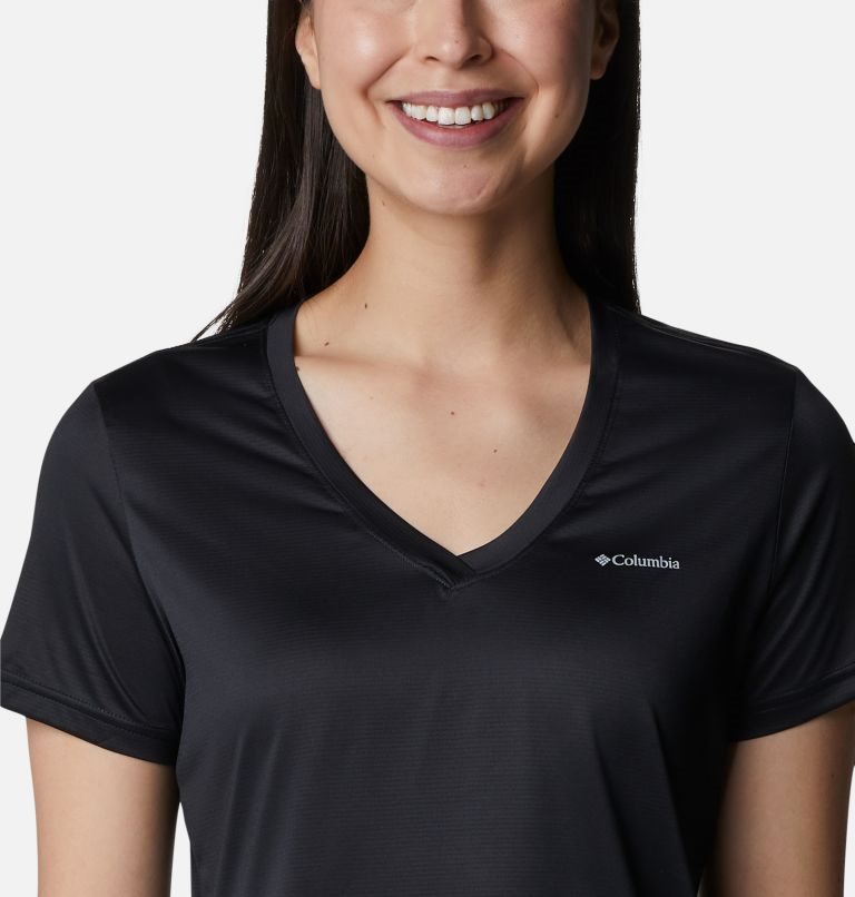 Tricouri Columbia Hike V-Neck Dama Negrii | MWMS01ZQ8