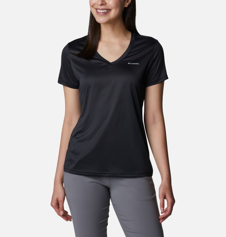 Tricouri Columbia Hike V-Neck Dama Negrii | MWMS01ZQ8