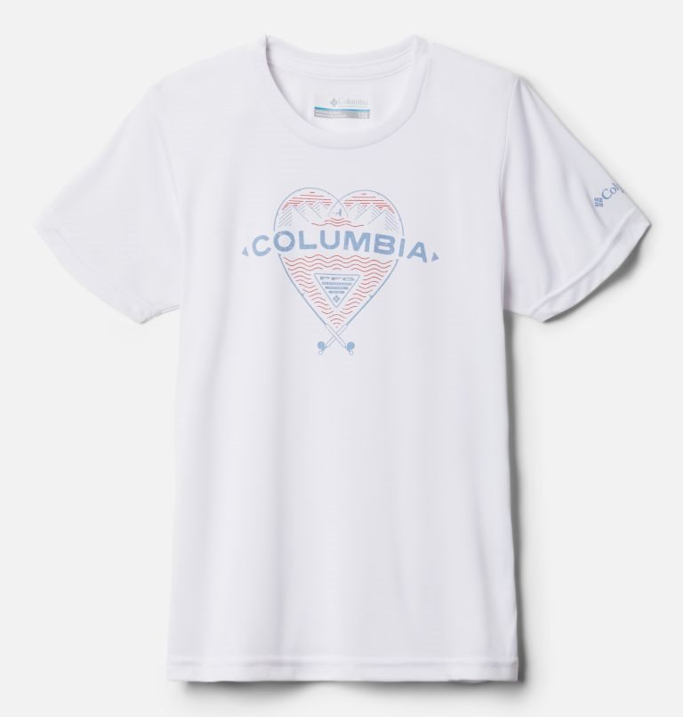 Tricouri Columbia PFG Tidal Tee Heart Scurte Sleeve Copii Albi | ST817ZA9M