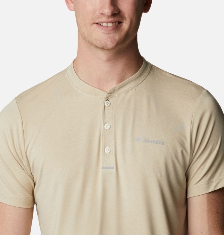 Tricouri Columbia Tech Trail Scurte Sleeve Henley Barbati Bej | WH8QZAM91