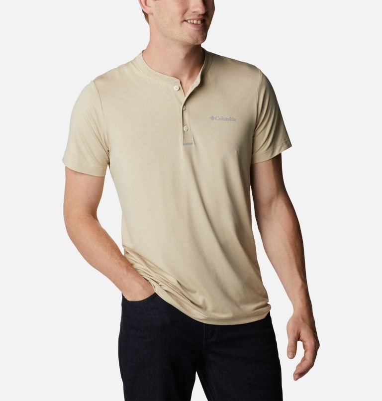 Tricouri Columbia Tech Trail Scurte Sleeve Henley Barbati Bej | WH8QZAM91