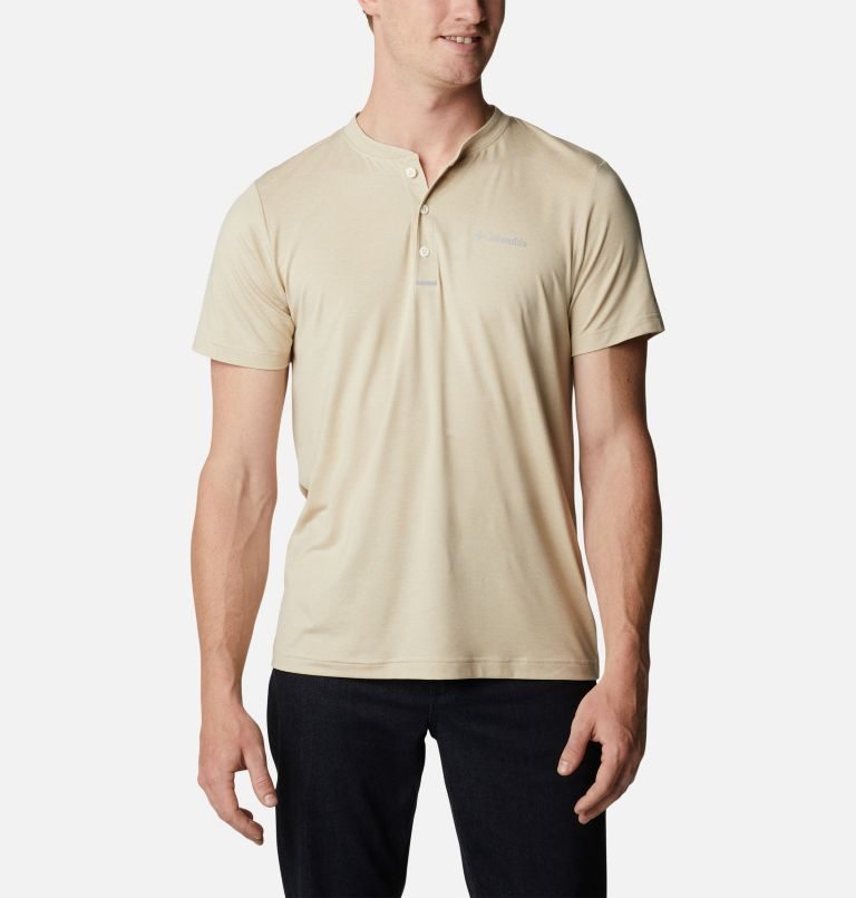 Tricouri Columbia Tech Trail Scurte Sleeve Henley Barbati Bej | WH8QZAM91