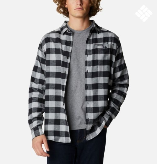 Camasa Columbia Cornell Woods Flannel Long Sleeve Barbati Negrii Gri | SYS8A07MQ