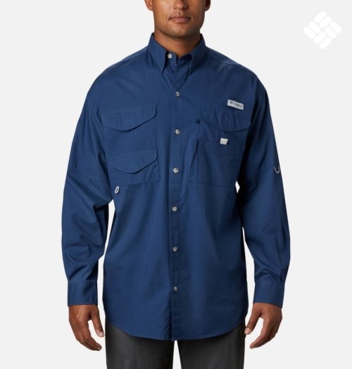 Camasa Columbia PFG Bonehead Long Sleeve Barbati Bleumarin | QEM97Z081