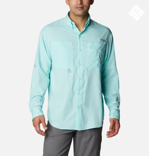 Camasa Columbia PFG Jekyll Island Long Sleeve Barbati Turcoaz | AJ0A87ZQ1