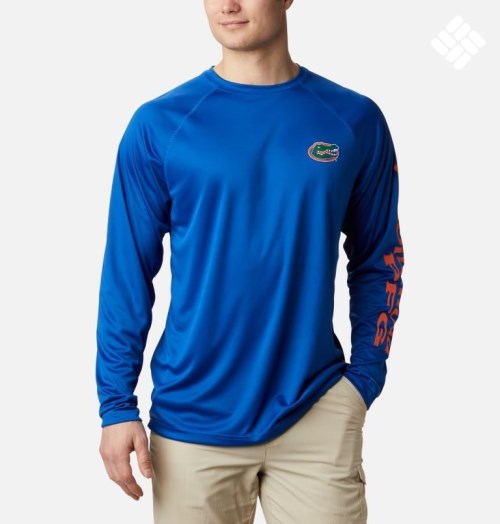 Hanorace Columbia Collegiate PFG Terminal Tackle Long Sleeve - Florida Barbati Albastri | MKMZA0QS1