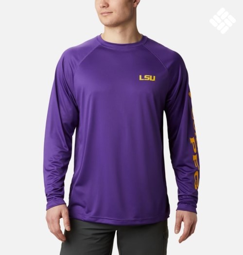 Hanorace Columbia Collegiate PFG Terminal Tackle Long Sleeve - LSU Barbati Violet | YIMZ70SQ8