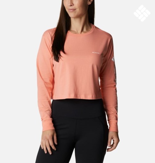 Hanorace Columbia North Cascades Long Sleeve Cropped Dama Corai | FU7MAS1Z9