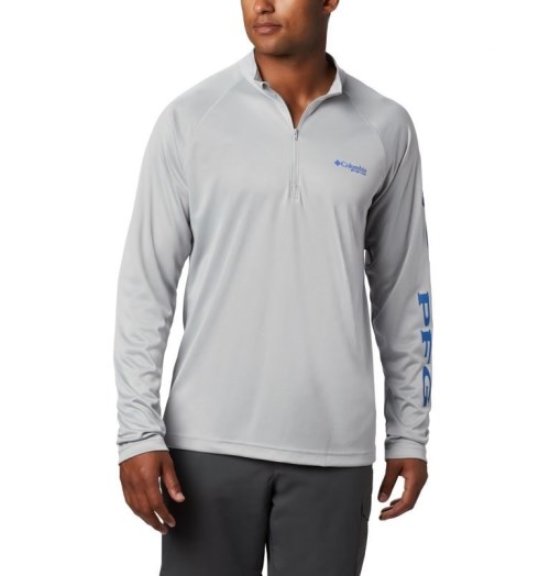 Hanorace Columbia PFG Terminal Tackle 1/4 Zip Barbati Gri Deschis | TISAZQ071