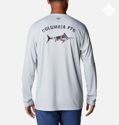 Hanorace Columbia PFG Terminal Tackle Fish Fill Long Sleeve Barbati Gri Deschis | YNS017MQ9