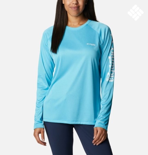 Hanorace Columbia PFG Tidal Tee Heather Long Sleeve Dama Albastri | GD1Z7Q980