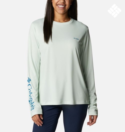 Hanorace Columbia PFG Tidal Tee Hook-Up Long Sleeve Dama Verde Menta | OG0SQM18A