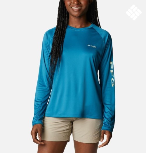 Hanorace Columbia PFG Tidal Tee II Long Sleeve Dama Turcoaz | GP09MZS1Q