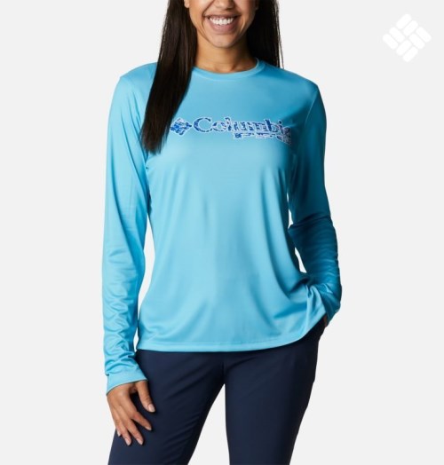 Hanorace Columbia PFG Tidal Tee Stacked Logo Long Sleeve Dama Turcoaz | ZNAZ978M0