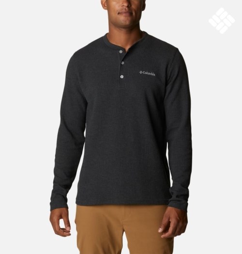 Hanorace Columbia Pine Peak Waffle Long Sleeve Henley Barbati Negrii | AKZSA8QM1