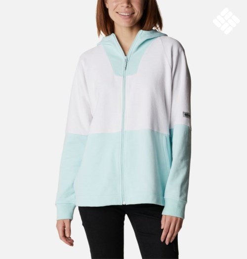 Jacheta Columbia Lodge French Terry Cu Glugă Full-Zip Dama Albi Turcoaz | XFQ7A98MS