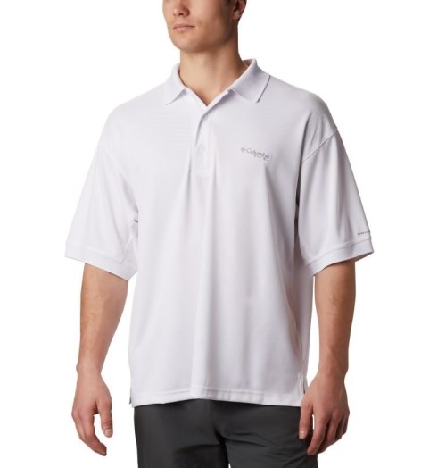 Tricouri Polo Columbia PFG Perfect Cast Barbati Albi | UV017S89Z